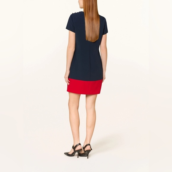 LAUREN RALPH LAUREN Two Tone Navy Red Anchor Buttons Sailor Shift Dress 4 NWT - Picture 2 of 10